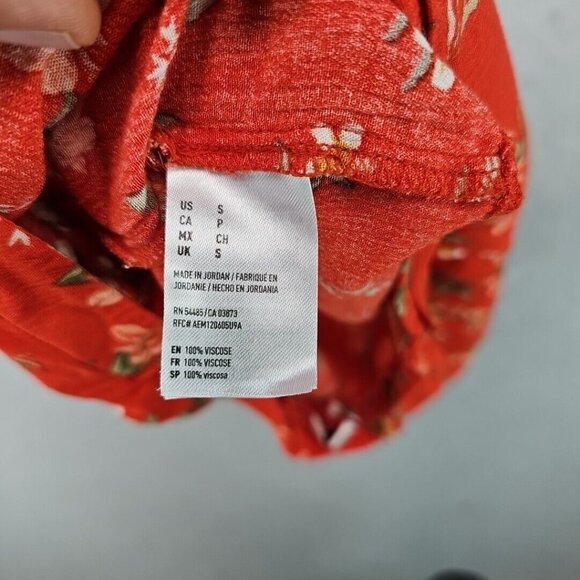 American Eagle Wrap Front Short Shorts Womens S Orange Floral High Rise Preppy - Picture 3 of 8